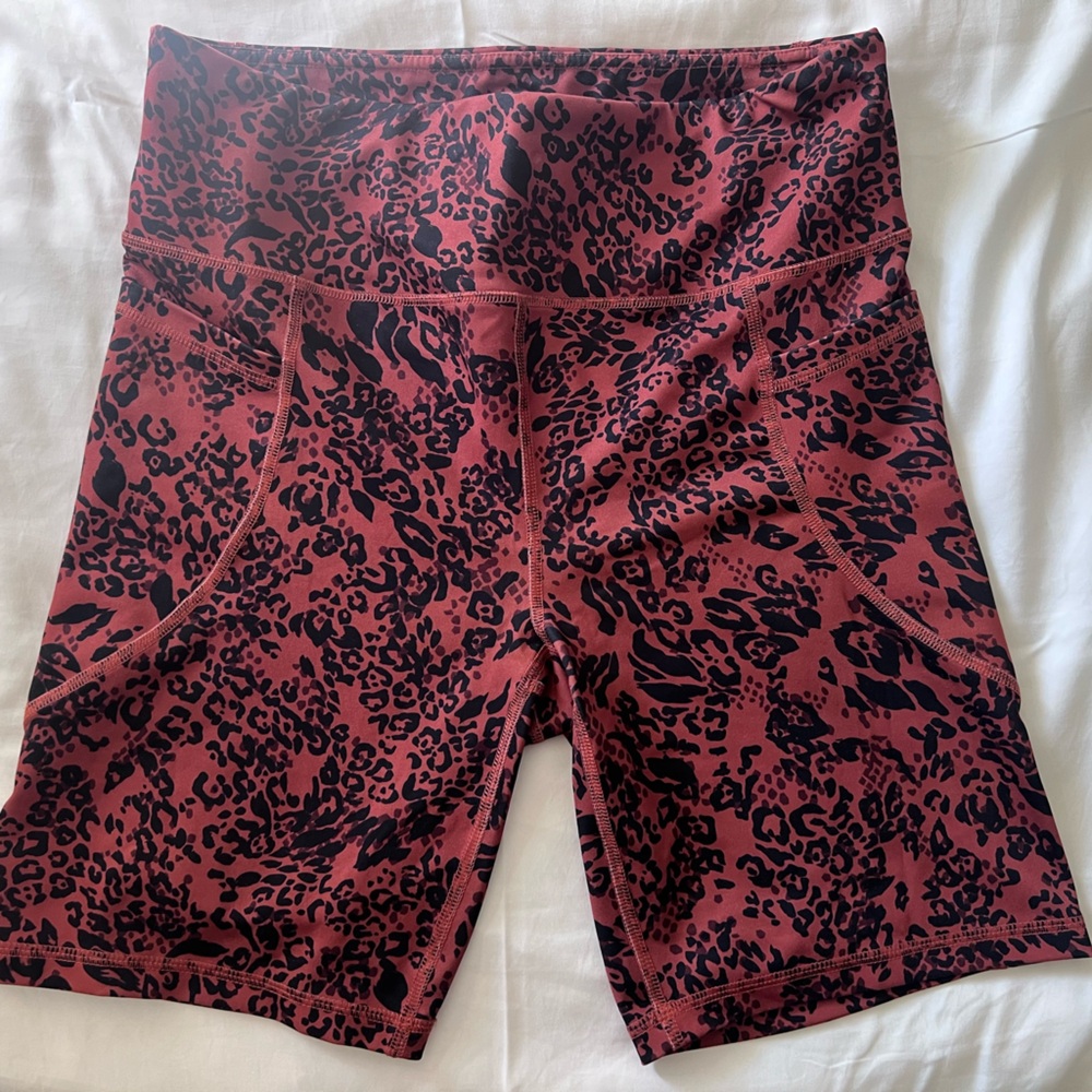 bebe Red and Black Athletic Shorts